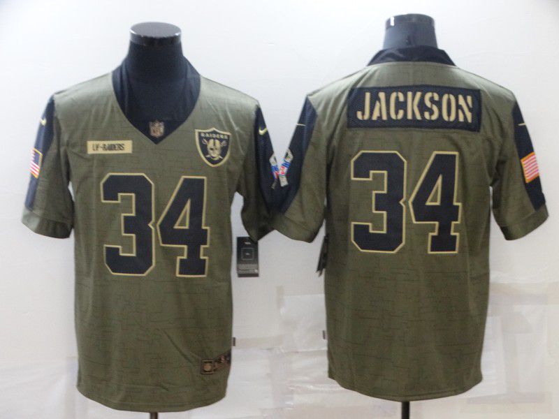 Men Oakland Raiders #34 Jackson green Nike Olive Salute To Service Limited NFL Jerseys->oakland raiders->NFL Jersey